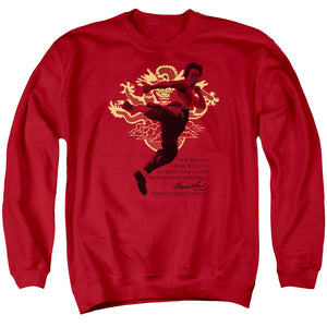AN OFFCIALLY LICENSED BRUCE LEE IMMORTAL DRAGON ADULT UNISEX CREWNECK SWEATSHIRT RED