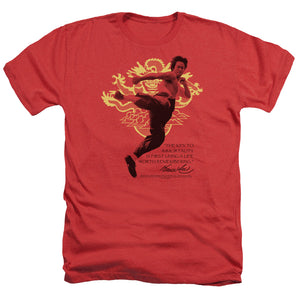 AN OFFCIALLY LICENSED BRUCE LEE IMMORTAL DRAGON MEN'S HEATHER T-SHIRT RED