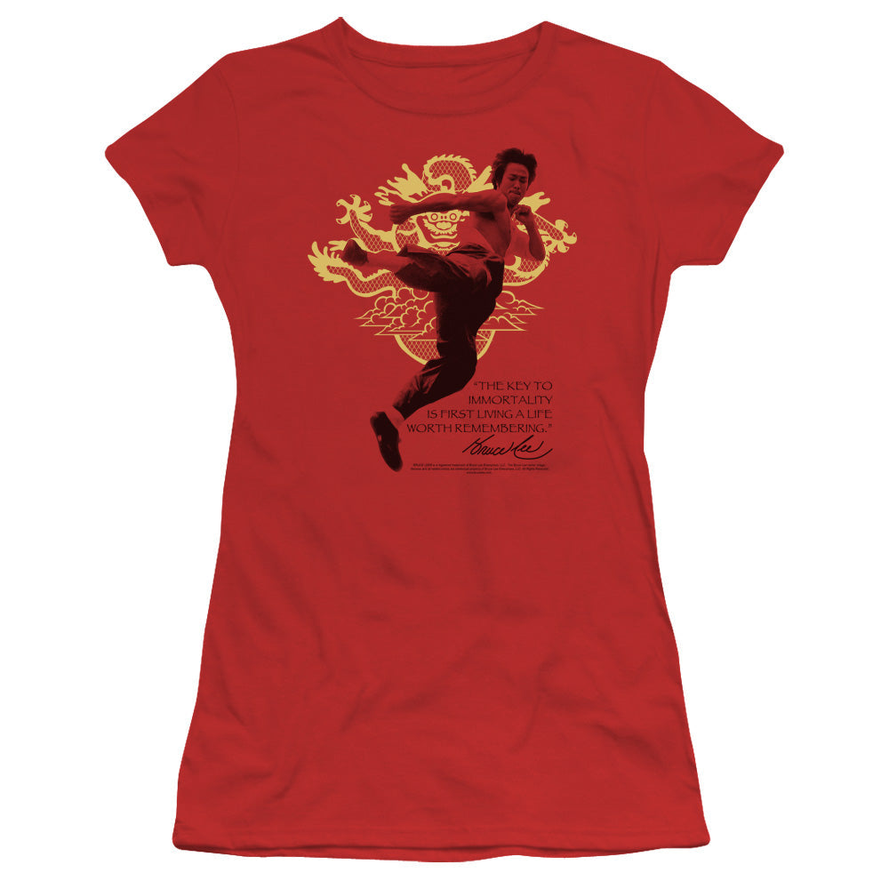 Bruce Lee Immortal Dragon Licensed Women's T-Shirt Juniors SM