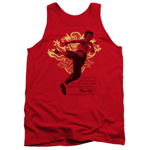 AN OFFCIALLY LICENSED BRUCE LEE IMMORTAL DRAGON ADULT UNISEX TANK TOP RED