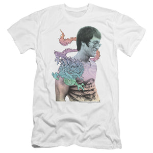 AN OFFCIALLY LICENSED BRUCE LEE A LITTLE BRUCE MEN'S PREMIUM SLIM FIT T-SHIRT WHITE