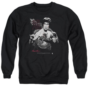 AN OFFCIALLY LICENSED BRUCE LEE THE DRAGON ADULT UNISEX CREWNECK SWEATSHIRT BLACK
