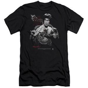 AN OFFCIALLY LICENSED BRUCE LEE THE DRAGON MEN'S PREMIUM SLIM FIT T-SHIRT BLACK