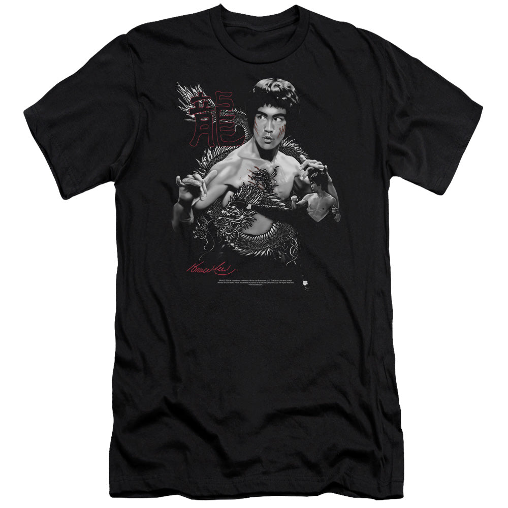 AN OFFCIALLY LICENSED BRUCE LEE THE DRAGON MEN'S PREMIUM SLIM FIT T-SHIRT BLACK