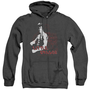 AN OFFCIALLY LICENSED BRUCE LEE LITTLE DRAGON ADULT UNISEX HEATHER PULLOVER HOODIE BLACK