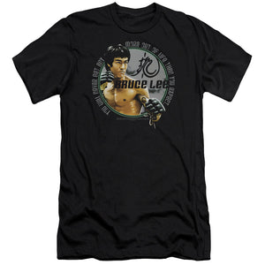 AN OFFCIALLY LICENSED BRUCE LEE EXPECTATIONS MEN'S PREMIUM SLIM FIT T-SHIRT BLACK