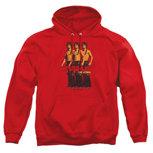 AN OFFCIALLY LICENSED BRUCE LEE NUNCHUCKS ADULT UNISEX PULLOVER HOODIE RED