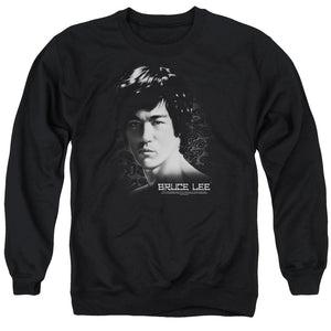 AN OFFCIALLY LICENSED BRUCE LEE IN YOUR FACE ADULT UNISEX CREWNECK SWEATSHIRT BLACK