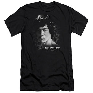 AN OFFCIALLY LICENSED BRUCE LEE IN YOUR FACE MEN'S PREMIUM SLIM FIT T-SHIRT BLACK