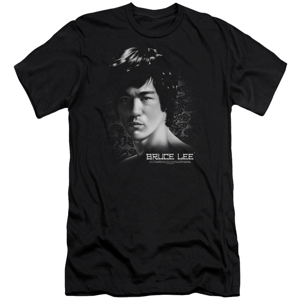 AN OFFCIALLY LICENSED BRUCE LEE IN YOUR FACE MEN'S PREMIUM SLIM FIT T-SHIRT BLACK