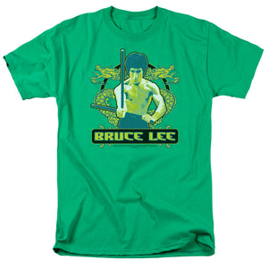 AN OFFCIALLY LICENSED BRUCE LEE DOUBLE DRAGONS MEN'S REGULAR FIT T-SHIRT KELLY GREEN