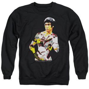 AN OFFCIALLY LICENSED BRUCE LEE BODY OF ACTION ADULT UNISEX CREWNECK SWEATSHIRT BLACK