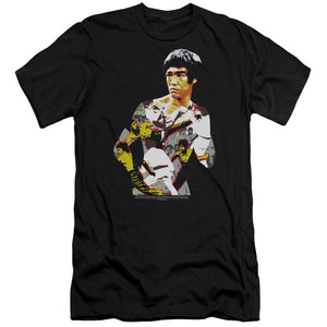 AN OFFCIALLY LICENSED BRUCE LEE BODY OF ACTION MEN'S PREMIUM SLIM FIT T-SHIRT BLACK