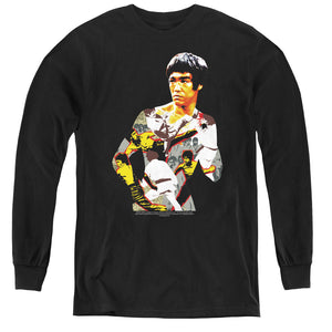 AN OFFCIALLY LICENSED BRUCE LEE BODY OF ACTION YOUTH LONG SLEEVE T-SHIRT BLACK