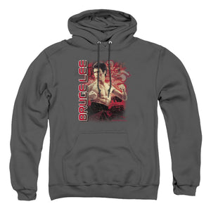 AN OFFCIALLY LICENSED BRUCE LEE FURY ADULT UNISEX PULLOVER HOODIE CHARCOAL