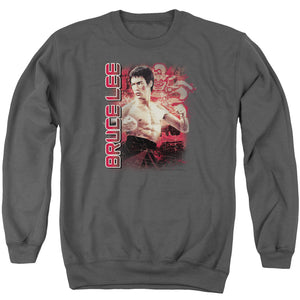 AN OFFCIALLY LICENSED BRUCE LEE FURY ADULT UNISEX CREWNECK SWEATSHIRT CHARCOAL