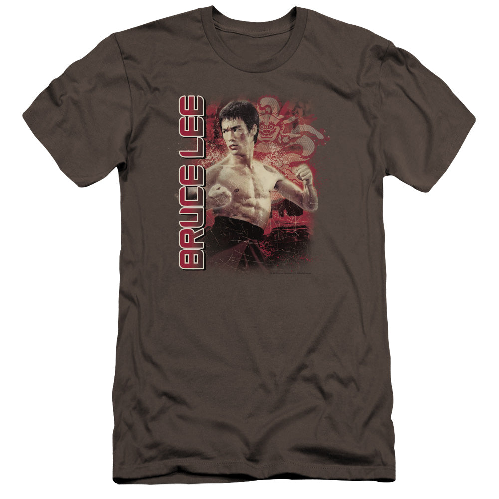 AN OFFCIALLY LICENSED BRUCE LEE FURY MEN'S PREMIUM SLIM FIT T-SHIRT CHARCOAL