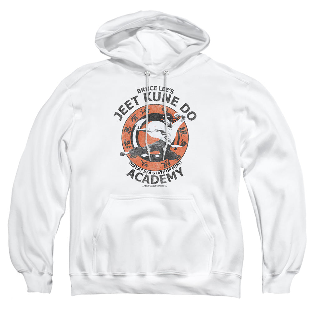 AN OFFCIALLY LICENSED BRUCE LEE JEET KUNE ADULT UNISEX PULLOVER HOODIE WHITE