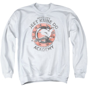 AN OFFCIALLY LICENSED BRUCE LEE JEET KUNE ADULT UNISEX CREWNECK SWEATSHIRT WHITE