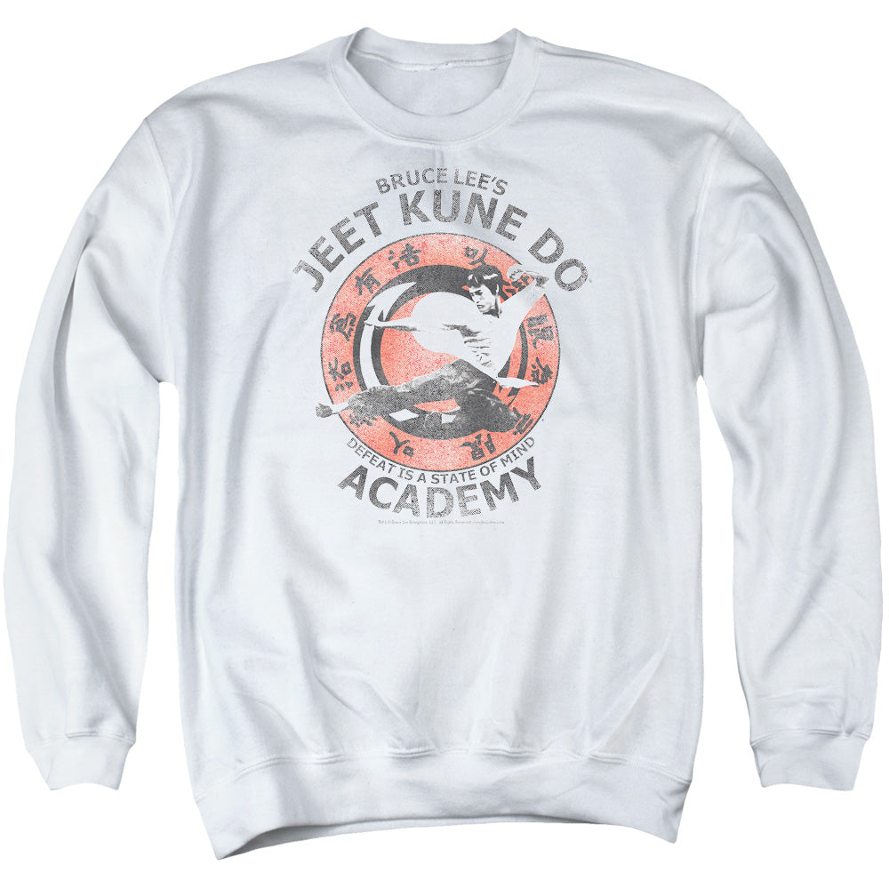 AN OFFCIALLY LICENSED BRUCE LEE JEET KUNE ADULT UNISEX CREWNECK SWEATSHIRT WHITE