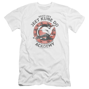 AN OFFCIALLY LICENSED BRUCE LEE JEET KUNE MEN'S PREMIUM SLIM FIT T-SHIRT WHITE