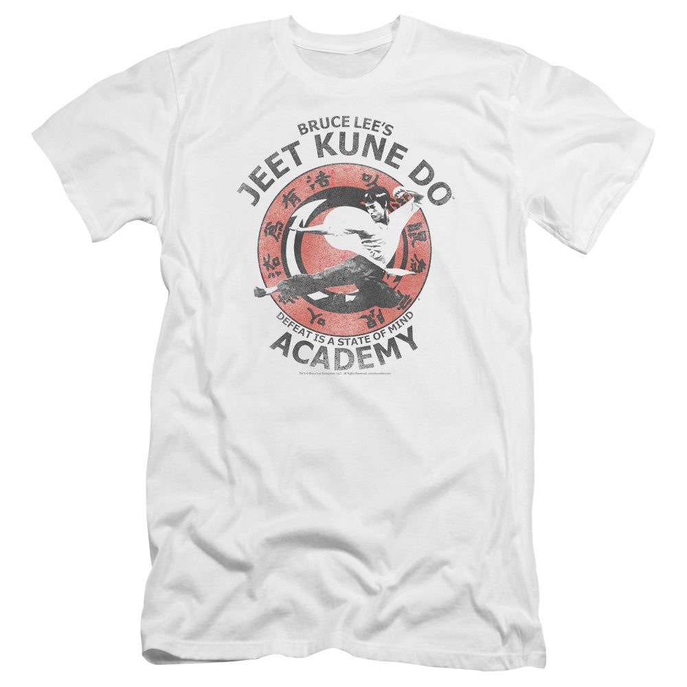AN OFFCIALLY LICENSED BRUCE LEE JEET KUNE MEN'S PREMIUM SLIM FIT T-SHIRT WHITE