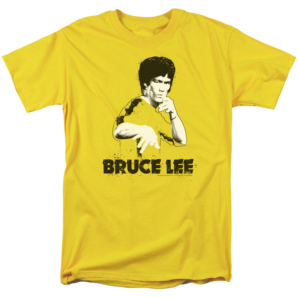 AN OFFCIALLY LICENSED BRUCE LEE SUIT SPLATTER MEN'S REGULAR FIT T-SHIRT YELLOW
