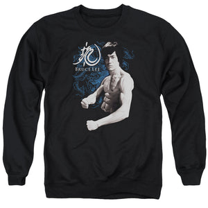 AN OFFCIALLY LICENSED BRUCE LEE DRAGON STANCE ADULT UNISEX CREWNECK SWEATSHIRT BLACK