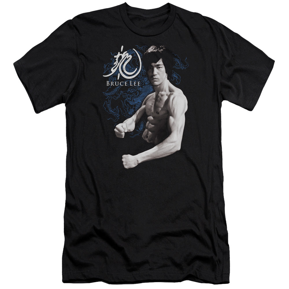 AN OFFCIALLY LICENSED BRUCE LEE DRAGON STANCE MEN'S PREMIUM SLIM FIT T-SHIRT BLACK