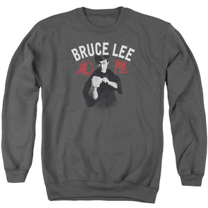 AN OFFCIALLY LICENSED BRUCE LEE READY ADULT UNISEX CREWNECK SWEATSHIRT CHARCOAL