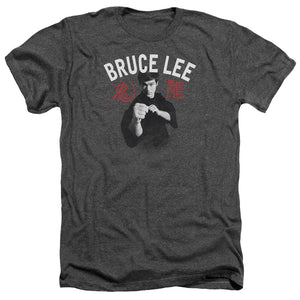 AN OFFCIALLY LICENSED BRUCE LEE READY MEN'S HEATHER T-SHIRT CHARCOAL