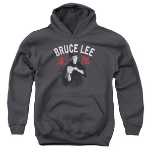 AN OFFCIALLY LICENSED BRUCE LEE READY YOUTH HOODIE CHARCOAL