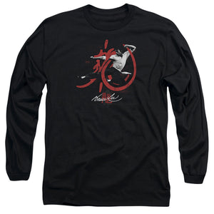 AN OFFCIALLY LICENSED BRUCE LEE HIGH FLYING MEN'S LONG SLEEVE T-SHIRT BLACK