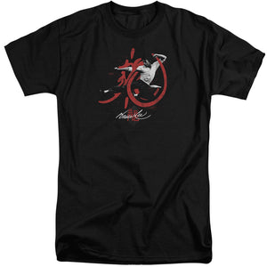 AN OFFCIALLY LICENSED BRUCE LEE HIGH FLYING MEN'S TALL FIT T-SHIRT BLACK