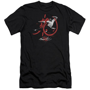 AN OFFCIALLY LICENSED BRUCE LEE HIGH FLYING MEN'S PREMIUM SLIM FIT T-SHIRT BLACK