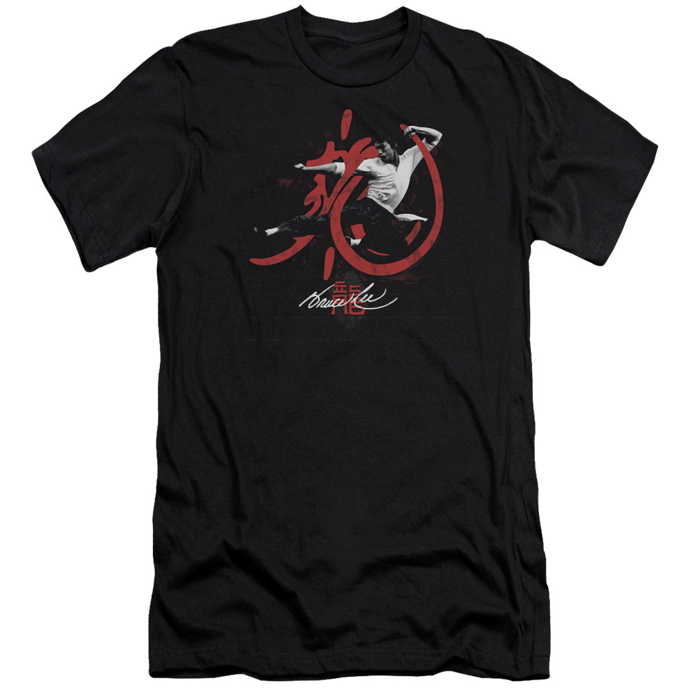 AN OFFCIALLY LICENSED BRUCE LEE HIGH FLYING MEN'S PREMIUM SLIM FIT T-SHIRT BLACK
