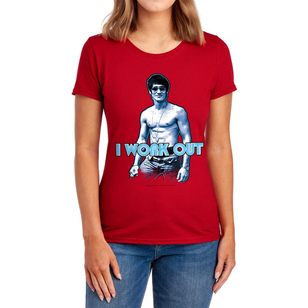 Bruce Lee Lee Works Out Licensed Women's T-Shirt Regular Fit SM-2X