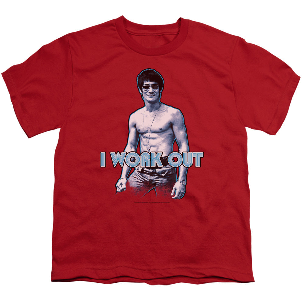 Bruce Lee Lee Works Out Licensed Kid's T-Shirt (Ages 4-7) XS-XL