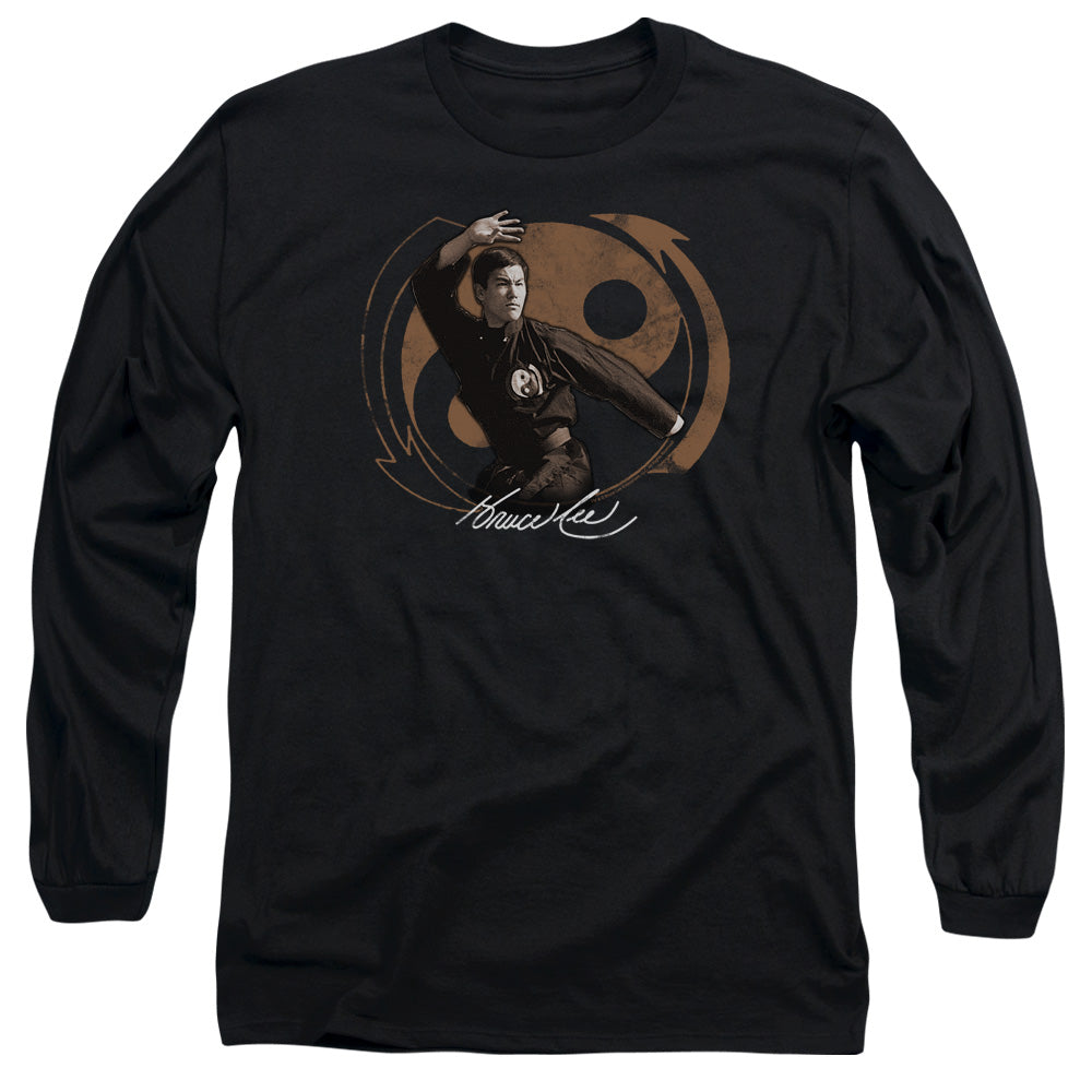 AN OFFCIALLY LICENSED BRUCE LEE JEET KUN DO POSE MEN'S LONG SLEEVE T-SHIRT BLACK