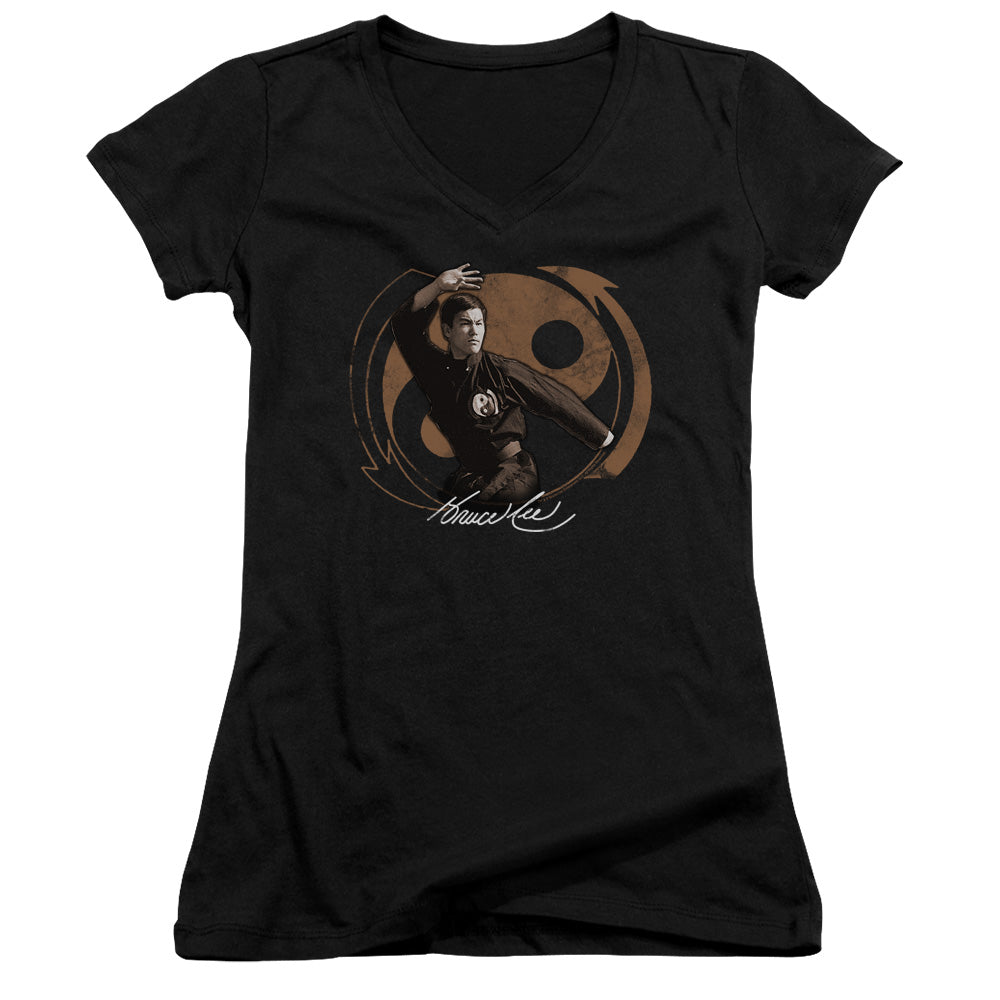 Bruce Lee Jeet Kun Do Pose Licensed Women's T-Shirt Juniors V-Neck SM