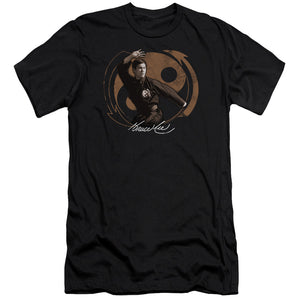 AN OFFCIALLY LICENSED BRUCE LEE JEET KUN DO POSE MEN'S PREMIUM SLIM FIT T-SHIRT BLACK