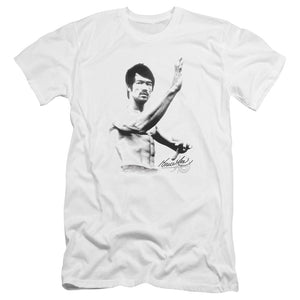 AN OFFCIALLY LICENSED BRUCE LEE SERENITY MEN'S PREMIUM SLIM FIT T-SHIRT WHITE