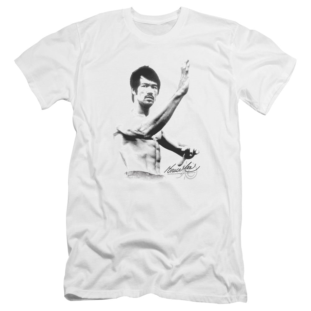 AN OFFCIALLY LICENSED BRUCE LEE SERENITY MEN'S PREMIUM SLIM FIT T-SHIRT WHITE