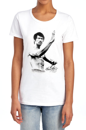 AN OFFCIALLY LICENSED BRUCE LEE SERENITY WOMEN'S REGULAR FIT T-SHIRT WHITE