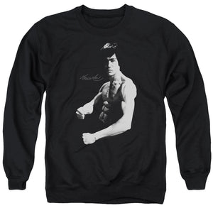 AN OFFCIALLY LICENSED BRUCE LEE STANCE ADULT UNISEX CREWNECK SWEATSHIRT BLACK