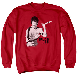 AN OFFCIALLY LICENSED BRUCE LEE NUNCHUCKS ADULT UNISEX CREWNECK SWEATSHIRT RED