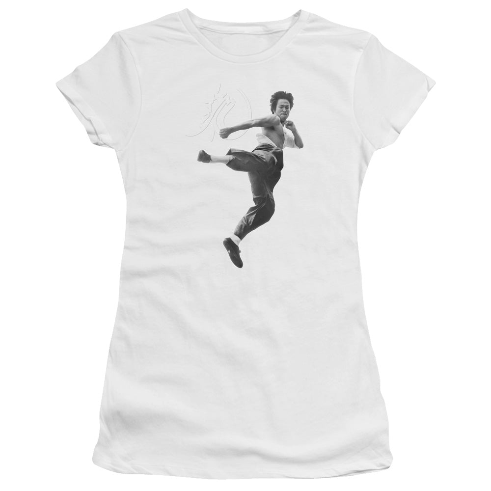 Bruce Lee Flying Kick Licensed Women's T-Shirt Juniors LG-2X