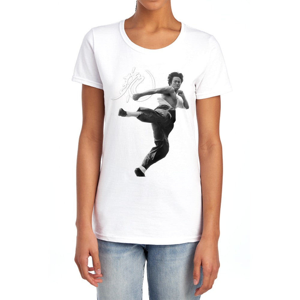 Bruce Lee Flying Kick Licensed Women's T-Shirt Regular Fit SM-2X