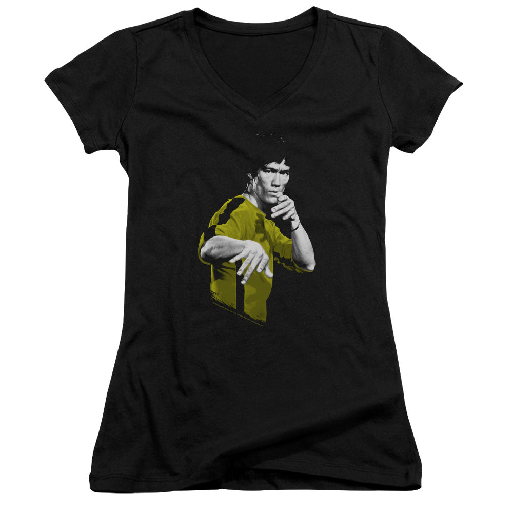 Bruce Lee Suit Of Death Licensed Women's T-Shirt Juniors V-Neck SM