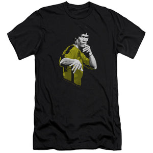 AN OFFCIALLY LICENSED BRUCE LEE SUIT OF DEATH MEN'S PREMIUM SLIM FIT T-SHIRT BLACK